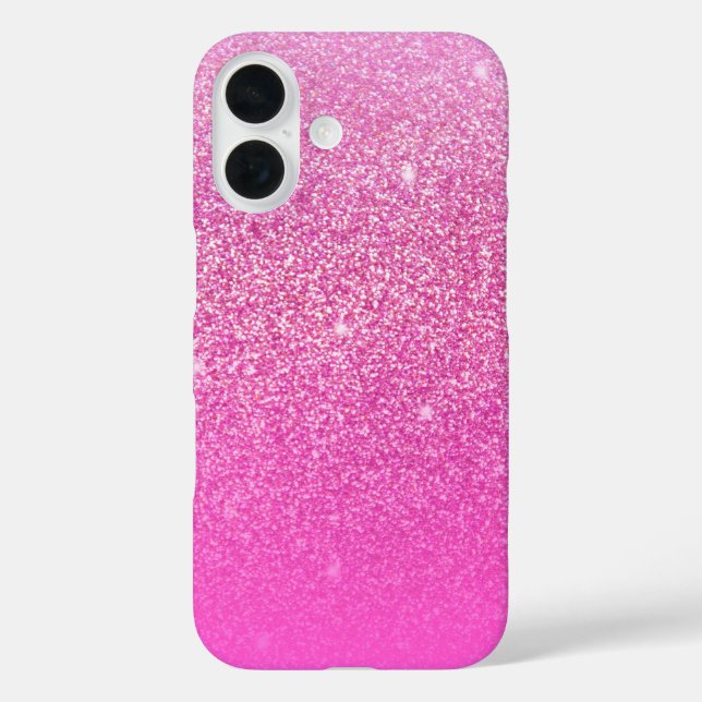 Glitzer Gradient Pink iPhone 16 Hülle (Rückseite)