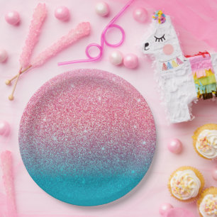 Glitzer Gradient Pink Pappteller