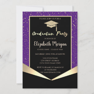 Glitzer Graduation Cap, Confetti Violet Abschluss Einladung