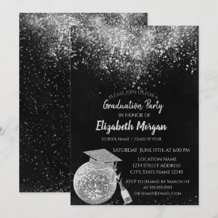 Glitzer Graduation Cap, Disco Ball Confetti, Wein Einladung