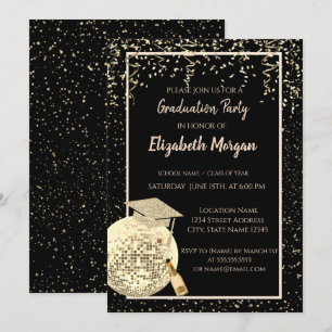 Glitzer Graduation Cap, Disco Ball Confetti, Wein Einladung