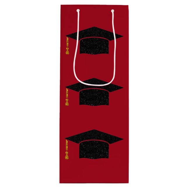 Glitzer Graduation Cap Geschenktüte Für Weinflaschen (Vorderseite)