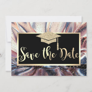 Glitzer Graduation Cap, Save the Date Abstrakt