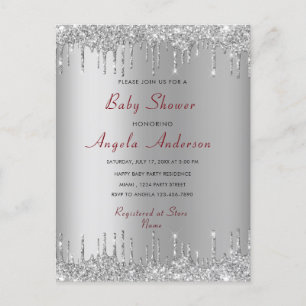 Glitzer Gray Baby Boy Shower Einladung Vorlage Postkarte