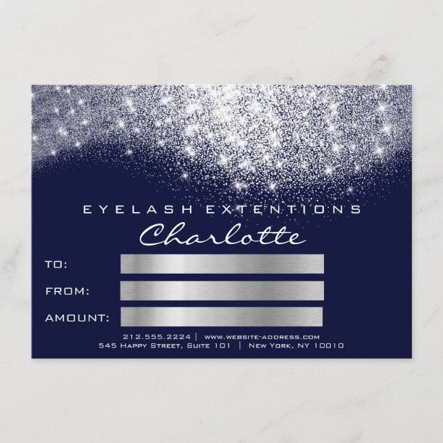 Glitzer Gray Silver Blue Navy Zertifikat Geschenk (Vorderseite)