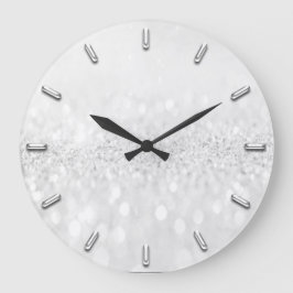 Glitzer Gray Silver Gray Monochrome Metallic Lux Große Wanduhr