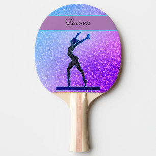 Glitzer Gymnastik Beam Blue und Lila Tischtennis Schläger