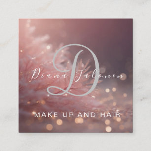 Glitzer Hair Salon Pink Makeup Artist Trendy Quadratische Visitenkarte