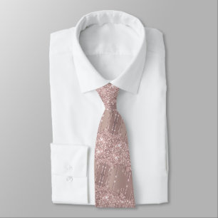 Glitzer-Halsband-Rose-Gold-Blush-Funkelnde-Tropfen Krawatte