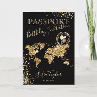 Glitzer Happy Birthday Passport-Karte für jedes Al Einladung