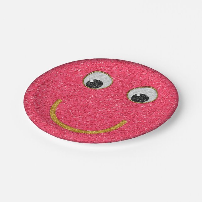 Glitzer Happy Face 14-Paper Party Teller (Schrägansicht)