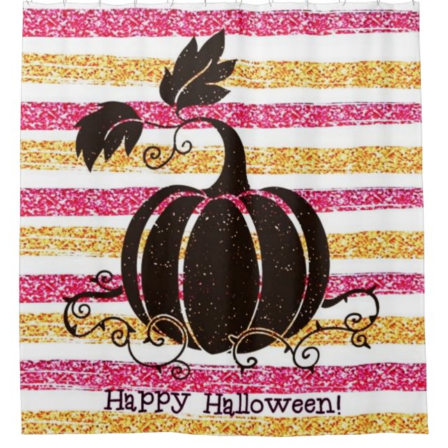 Glitzer Happy Halloween Duschvorhang (Vorderseite)