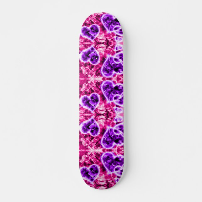 Glitzer Hearts Cruiser Custom Pro Long Board Skateboard (Vorne)