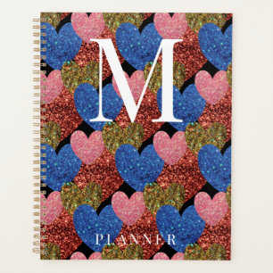 Glitzer Hearts Modern Glam Monogram Planer