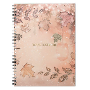 Glitzer Herbstblätter Winter Goldener Herbst Winte Notizblock