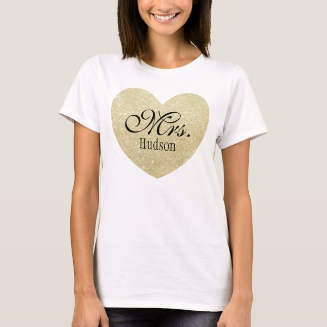 Glitzer Herz-Druck personalisierte Frau T-Shirt (Vorderseite)