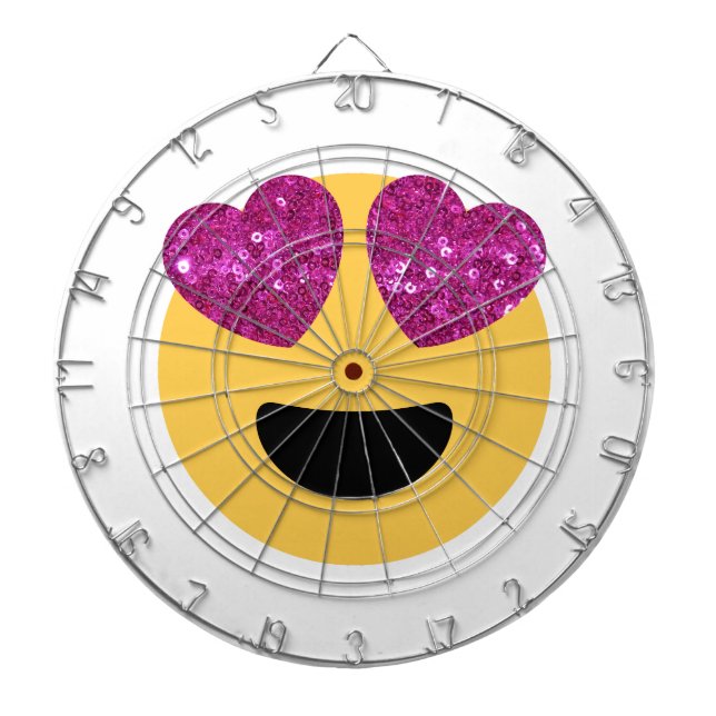Glitzer-Herzaugen-Emoji Dartscheibe (vorne)