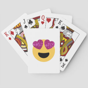 Glitzer-Herzaugen-Emoji Spielkarten