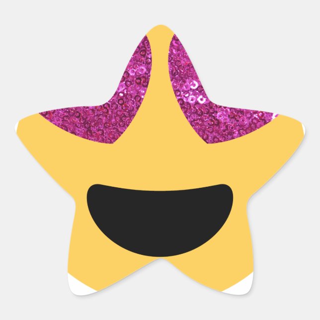 Glitzer-Herzaugen-Emoji Stern-Aufkleber (Vorderseite)