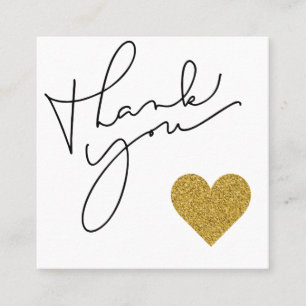 Glitzer Herzkalligraphie Discount Vielen Dank Quadratische Visitenkarte