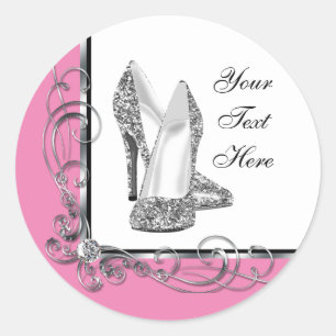 Glitzer-High-Heel-Schuh-Aufkleber Runder Aufkleber