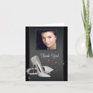Glitzer High Heel Schuhe Foto Dankeschön Karten