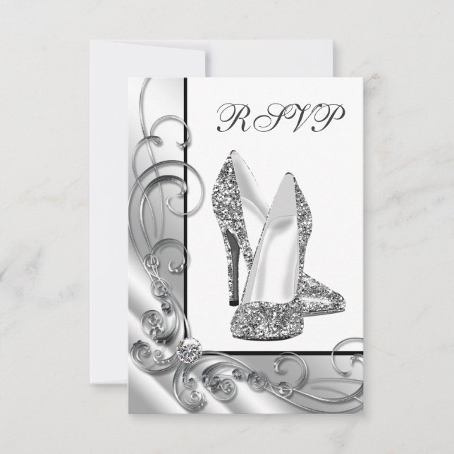 Glitzer High Heel Shoel UAWG RSVP Karte (Vorderseite)