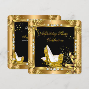 Glitzer High Heels Schuhe Gelb Gold Schwarz Party Einladung