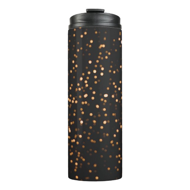 Glitzer-Hintergrundgold Thermosbecher (Vorderseite)