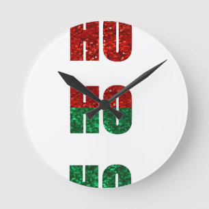 Glitzer Ho Ho Ho Runde Wanduhr
