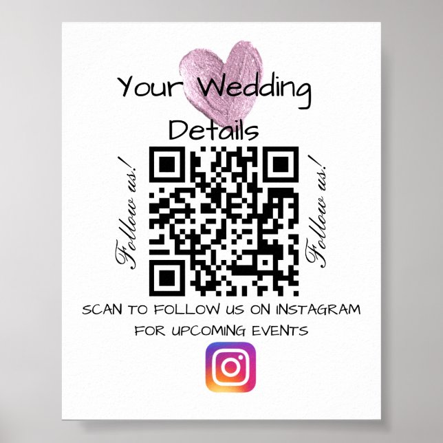 Glitzer Hochzeit-QR-Scanner Poster (Vorne)