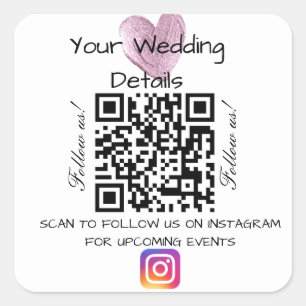 Glitzer Hochzeit-QR-Scanner Quadratischer Aufkleber