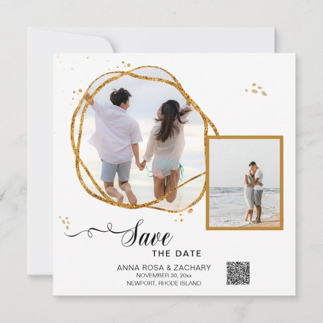 *~* Glitzer - Hochzeitwebsite AR6 Save the Date QR (Vorderseite)