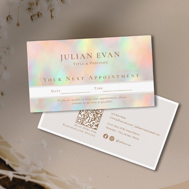Glitzer Holographic Beautician Makeup Terminkarte (Glitter Holographic Beautician Makeup Appointment Card)