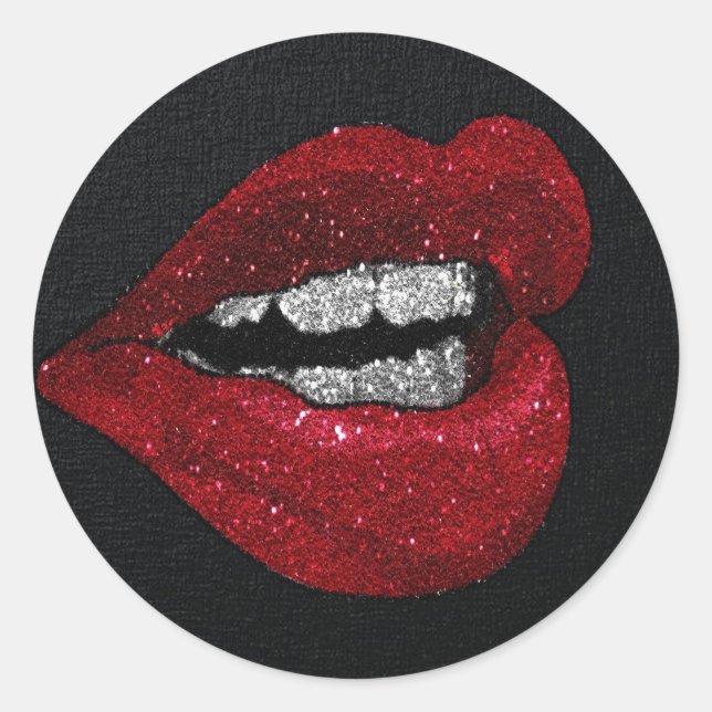 GLITZER HOT LIPS RUNDER AUFKLEBER (Vorderseite)