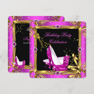 Glitzer Hot Pink High Heel Schuhe Gold Schwarzes P Einladung