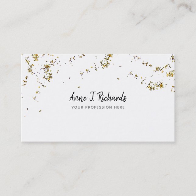 Glitzer (Imitate Goldpunkte) mit handgeschriebenem Visitenkarte (Vorderseite)