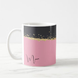 Glitzer in Rosa, Schwarz und Gold Kaffeetasse