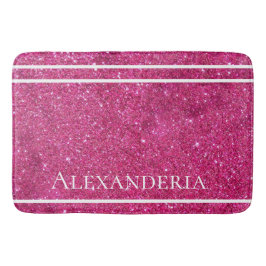 Glitzer in Rosa und Weiß Streifen Modern künstleri Badematte