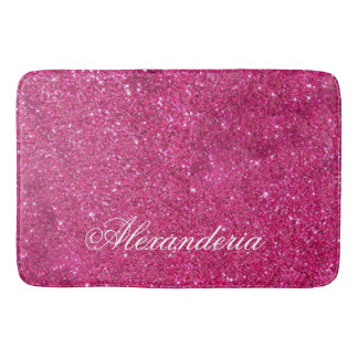 Glitzer in Rosa und Weiß Streifen Modern künstleri Badematte