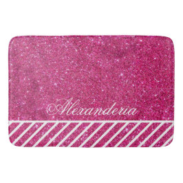 Glitzer in Rosa und Weiß Streifen Modern künstleri Badematte