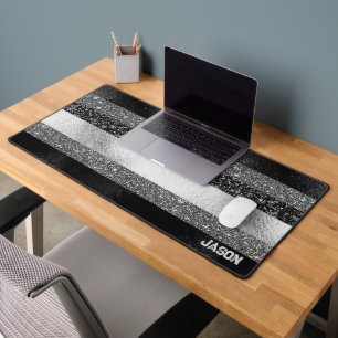 Glitzer in Schwarz und Silber Schreibtischunterlage