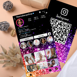 Glitzer Instagram Pink Nails QR Code Social Media Visitenkarte