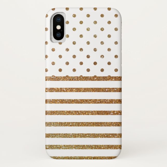 Glitzer iPhone X Case für weiße und goldene Imitat (Rückseite)