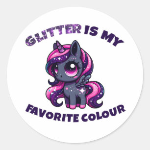 Glitzer ist meine Lieblingsfarbe niedlich Pony Uni Runder Aufkleber