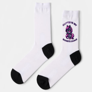 Glitzer ist meine Lieblingsfarbe niedlich Pony Uni Socken