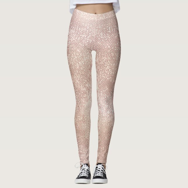 Glitzer Ivory Brush Imitate Rosa Rose Gold Funkeln Leggings (Vorderseite)