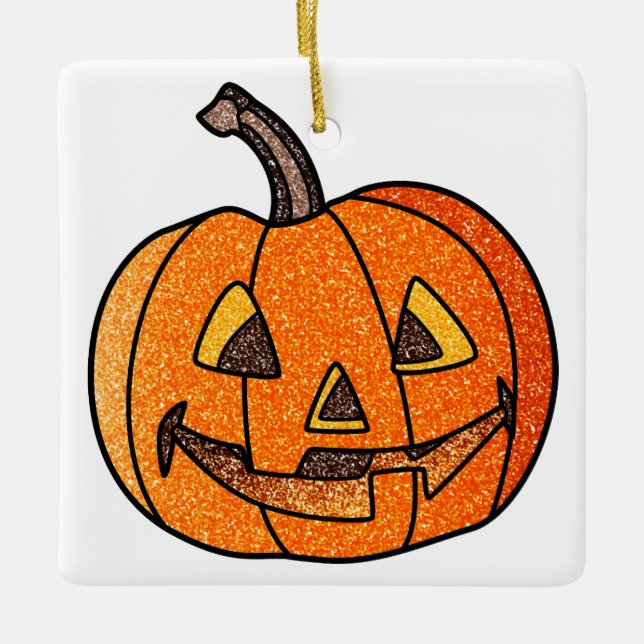 Glitzer Jack O'Lantern Keramikornament (Vorderseite)