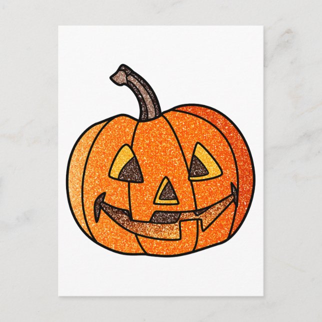 Glitzer Jack O'Lantern Postkarte (Vorderseite)