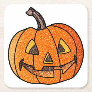 Glitzer Jack O'Lantern Rechteckiger Pappuntersetzer